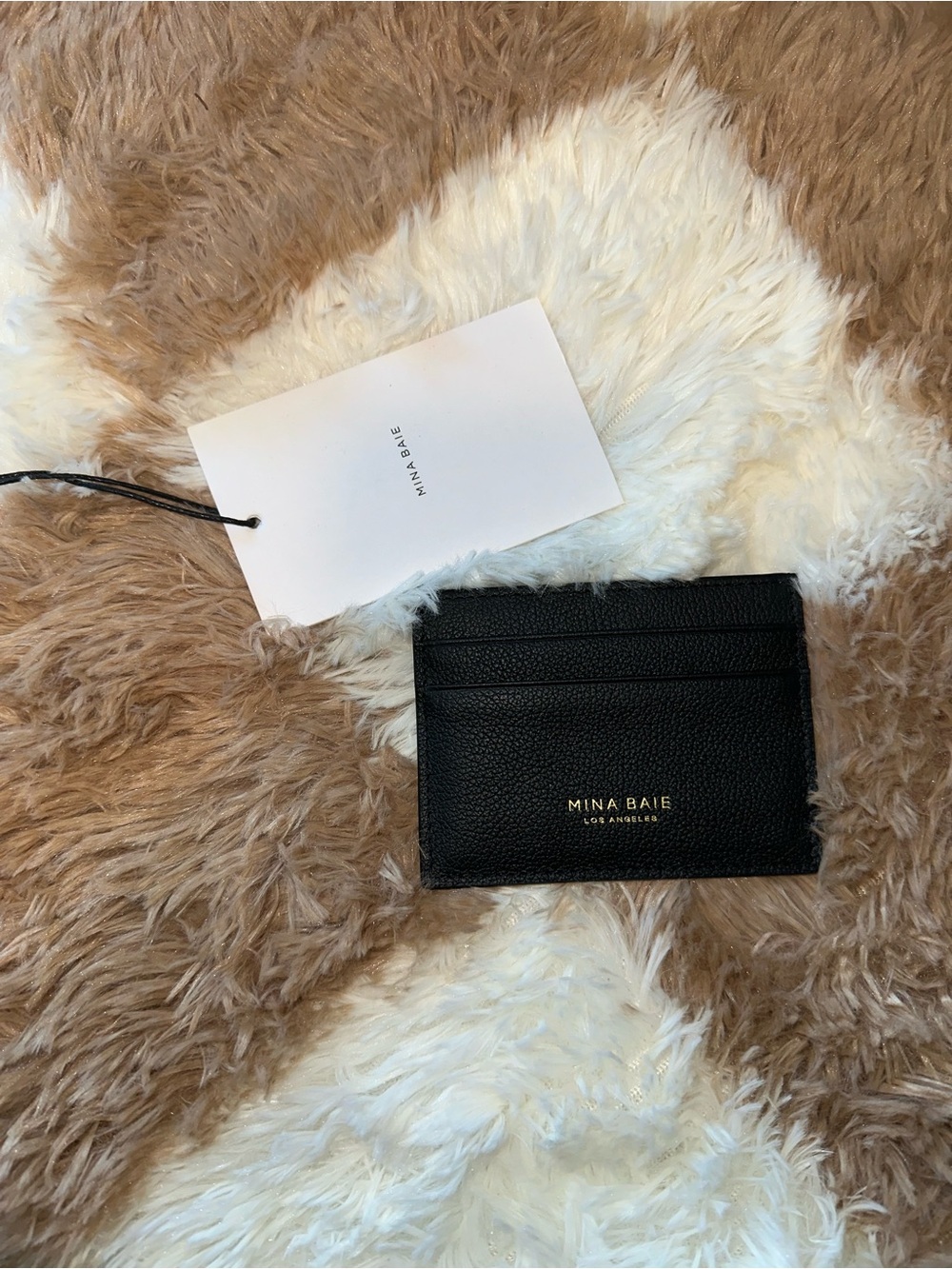 Mina Baie Black Leather Card Case - Slim 3-Slot Wallet
